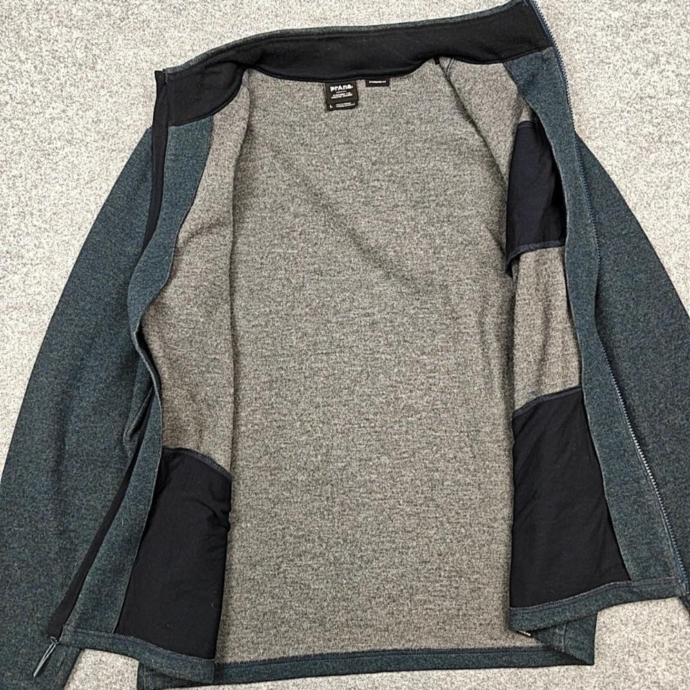 PrAna Jacket Mens Large Gray Wool Blend Knit Full Zip Fleece Lined Outdoor - Picture 4 of 10